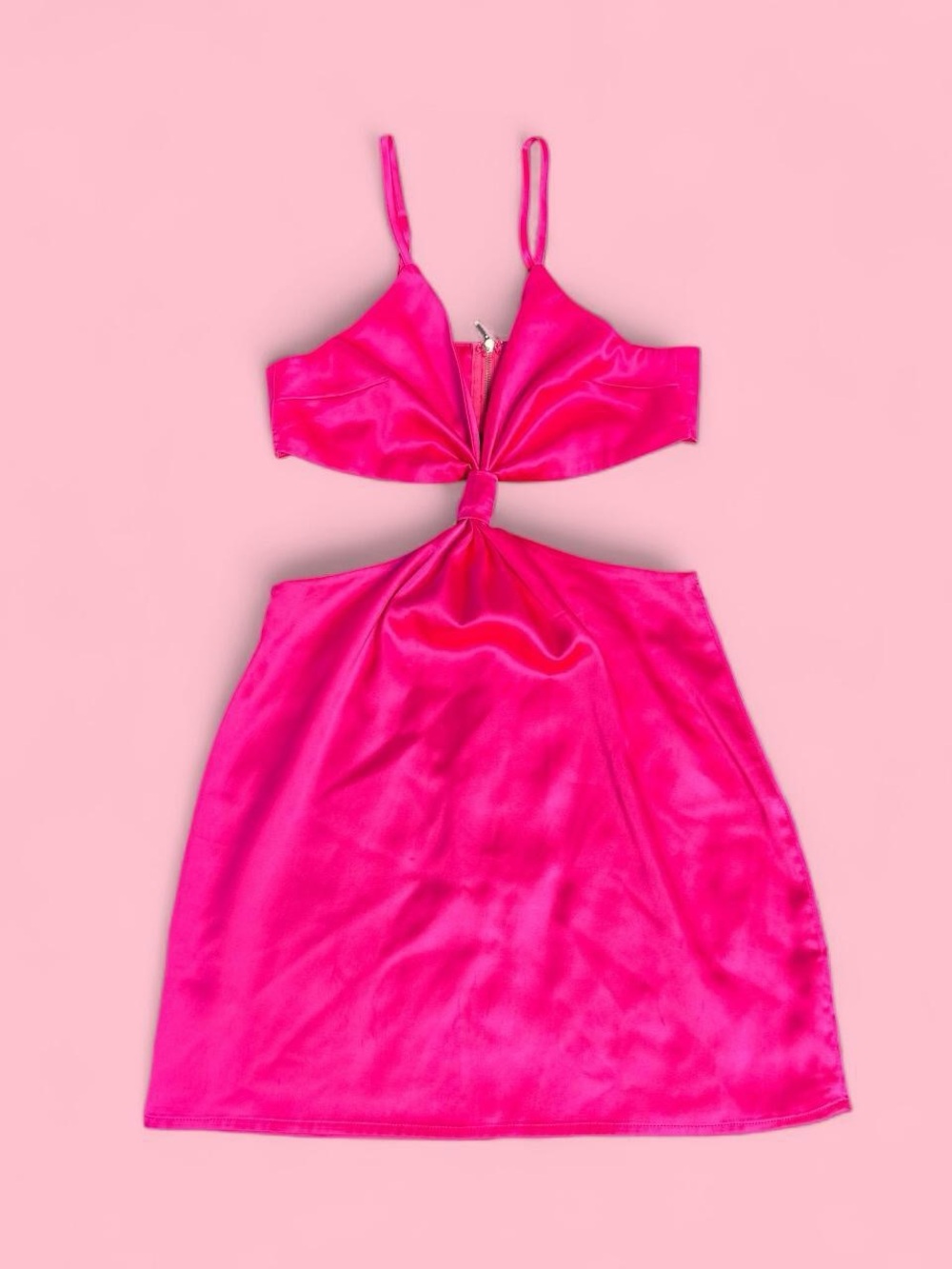 White Fox Pink Satin Cut Out dress